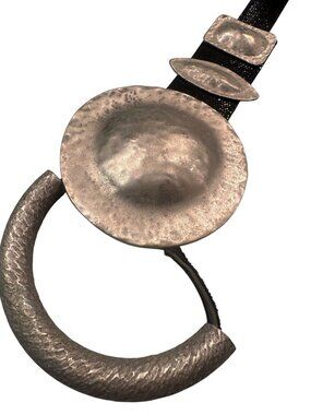Boho Hammered Metal Textured Belt Statement Buckle Vintage Modern Hook Eye